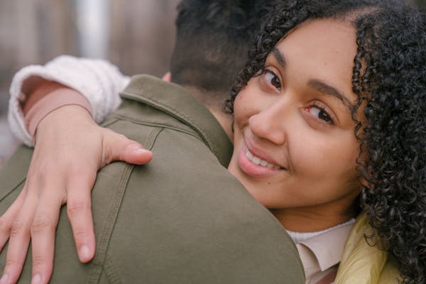 Mindful dating couple at home