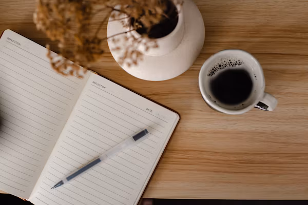 Notebook and pen for stress relief