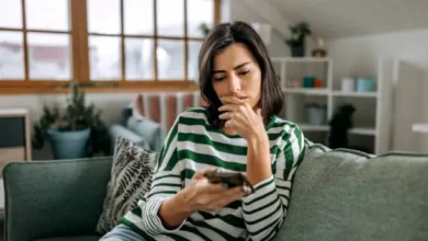 Love bombing warning signs with woman on phone
