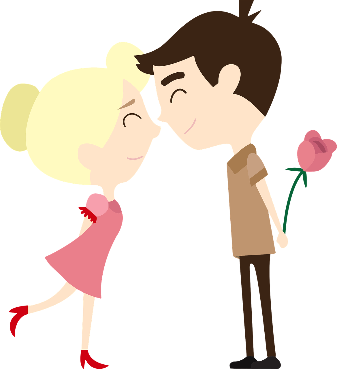 cartoon couple in love with heart