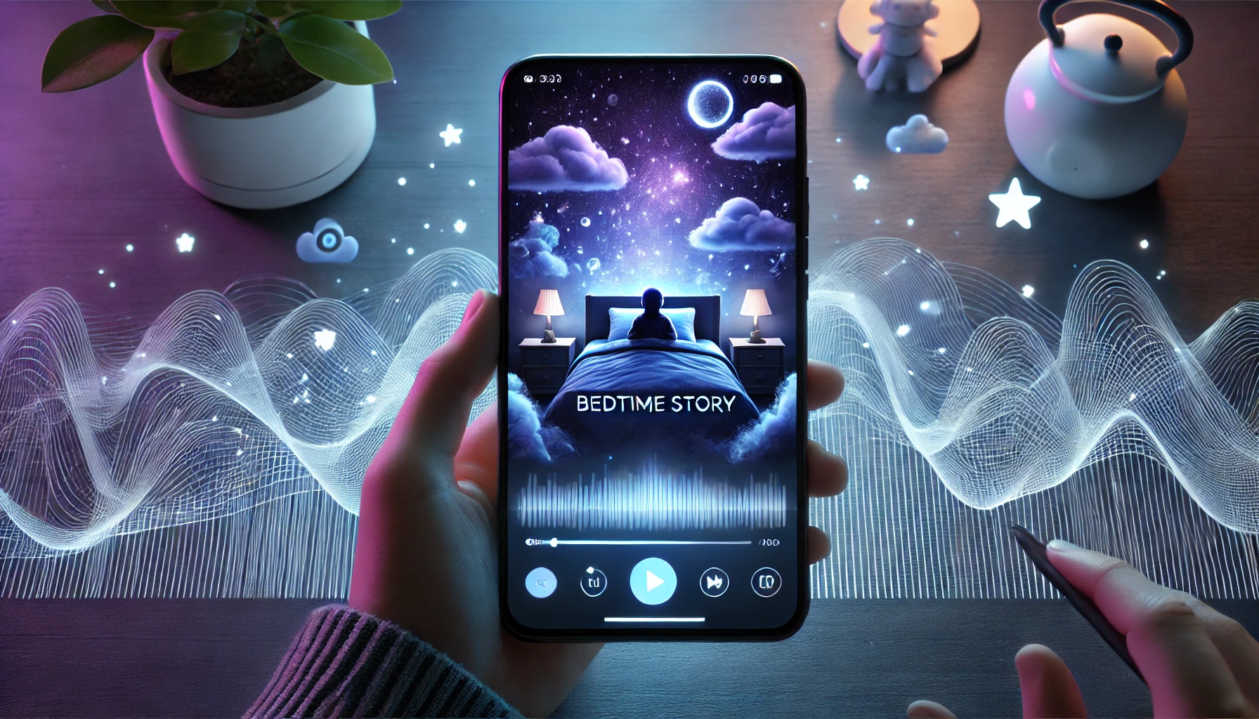 Calm app sleep story interface with Matthew McConaughey narration