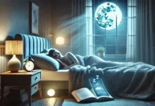 Serene sleep scene enhanced by mobile relaxation apps