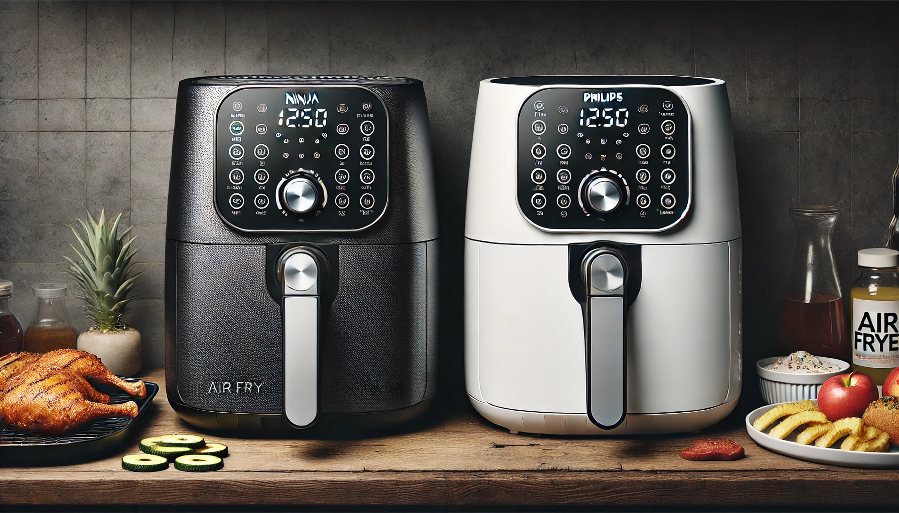 Ninja air fryer showing multiple cooking functions and features